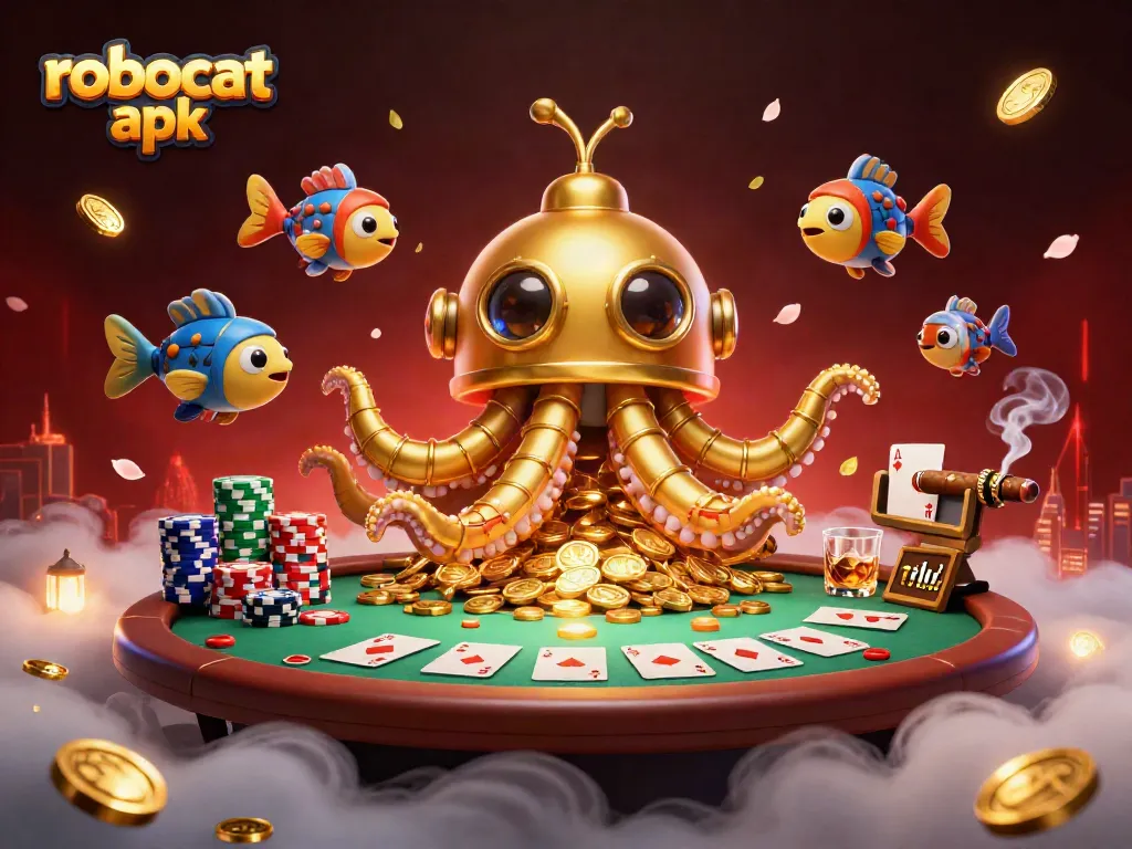 Play the exciting robocat apk game while encountering thrilling poker elements and golden treasures.