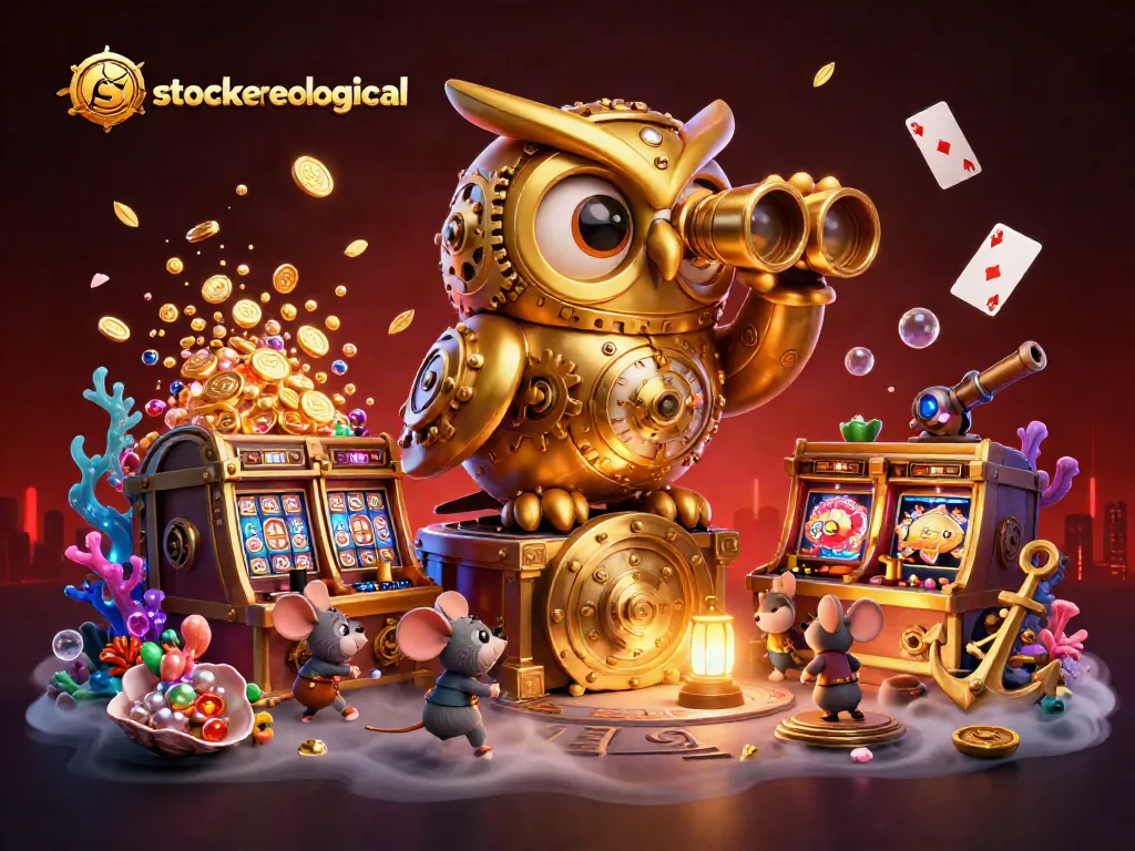 Experience stoeckerecological's casino magic with an intricate 3D owl and vibrant games.