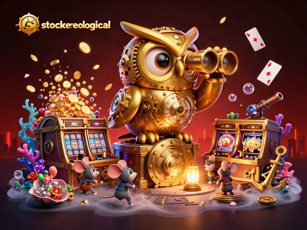 Experience stoeckerecological's casino magic with an intricate 3D owl and vibrant games.